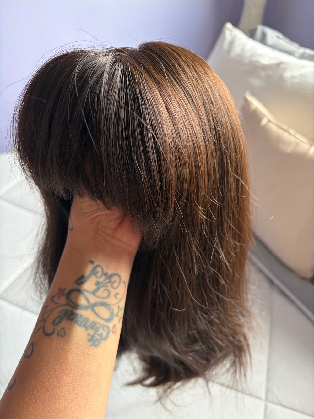 Premium Brown Women's Wig with Bangs - highline wigs